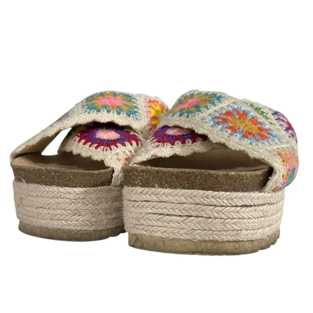 Dirty Laundry Crochet Granny Square Platform‎ Slide Sandals Size 7.5